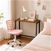 MEUBLE COSY Set Scrivania e Sedia da Ufficio Salvaspazio per Lavorare e Studiare da Casa, Marrone + Rosa