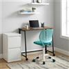 MEUBLE COSY Set Scrivania e Sedia da Ufficio Salvaspazio per Lavorare e Studiare da Casa, Marrone + Turchese