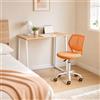 MEUBLE COSY Set Scrivania e Sedia da Ufficio Salvaspazio per Lavorare e Studiare da Casa, Rovere + Arancione