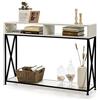 COSTWAY Consolle a 2 ripiani con ripiani aperti, tavolo da ingresso in legno, scaffale da pavimento, tavolino per ingresso, soggiorno e camera da letto, 120 x 23 x 79 cm (bianco)