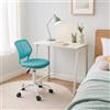 MEUBLE COSY Set Scrivania e Sedia da Ufficio Salvaspazio per Lavorare e Studiare da Casa, Bianco + Turchese