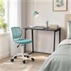 MEUBLE COSY Set Scrivania e Sedia da Ufficio Salvaspazio per Lavorare e Studiare da Casa, Nero + Turchese