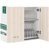 Shally Dogan Pensile Scolapiatti con Vassoio Salvagoccia da Cucina, Mobile a Parete in Legno Resistente, Armadio Sospeso con Due Ante e Due Ripiani, Dimensioni 80 x 32 x 72H cm (Olmo)