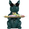Qianling Vassoio Bulldog Francese Verde Statua-Con Vassoio In Acciaio Inossidabile, Caram