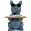 Qianling Statua Bulldog Francese Blu Vassoio In Acciaio Inossidabile, Caramella Chiave Va