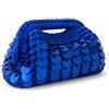 DUST/ROSE Borsa Clutch all'Uncinetto Blu in Fettuccia di Lycra con Paillettes, 23x14x14 cm, Fatta a Mano in Italia