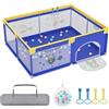 Aufun Box per Bambini, Tela 300D Oxford, con Schiuma Anti-Collisione, Griglia di Separazione, Rete Traspirante, Cerniera (Blu, 150x180x68cm)
