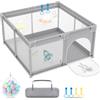 HENGMEI Box per bambini, 127 x 127 cm, pieghevole, in plastica, con 50 palline colorate, rete traspirante, parco giochi di sicurezza (astronauti)