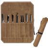 Generisch Borsa per coltelli da cuoco, con 7 scomparti, in tela cerata marrone, impermeabile, durevole, per campeggio, barbecue, accessori da cucina, per coltelli, forbici, cucchiai, forchette