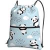 YYHHAOFA Panda Cloud Prints, zaino con coulisse e cerniera, leggero, impermeabile, con tasca, per viaggi, sport, yoga