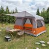 Ziaphsol Tenda Familiare Grigio e Arancione in Poliestere 320x210x180cm Pieghevole con Apertura Aria e Tetto in Tela per Campeggio Escursionismo Trekking Outdoor Festival Giardino