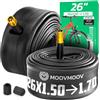 MoovMoov Camera d'Aria 26 pollici - Per Pneumatici 26x1.50, 26x1 1/2, 26x1.60, 26x1.625 e 26x1 5/8 con ETRTO da 37-559 a 42-590 - Confezione da 2 - Per Bici