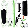 Runheo Set di tavola da SUP gonfiabile, verde e bianco, in PVC ed EVA, 330 x 72 x 10 cm, per adulti, con borsa per il trasporto, valvola ad alta pressione, pagaia in alluminio e pinna rimovibile, per