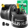 MoovMoov Camera d'Aria 14 pollici - Per Pneumatici 14x1.35, 14x1.40, 14x1.50, 14x1 3/8x1 5/8, 14x1 3/8, 14x1 1/2 e 14x1 5/8 con ETRTO da 37-254 a 40-288 - Confezione da 2 - Per Bici