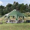 Ziaphsol Tenda familiare verde per 5 persone, in poliestere 185T con rivestimento in PU, impermeabile, traspirante, ventilazione, zanzariera, tenda a cupola per esterni, campeggio, escursioni e