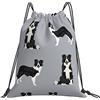Generic Stampa Coulisse Borsa da Palestra Border Collie Dog Breed Sacca Ginnastica Personalizzato Zaino da Viaggio per Nuoto Piscina Viaggi 36X42Cm