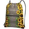 YYHHAOFA Sunflowers - Borsone da palestra con stampa in legno con coulisse e cerniera, leggero, impermeabile, con tasca, per viaggi, sport, yoga