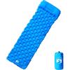 Ordellia Materassino gonfiabile con cuscino, blu, nylon 40D, rivestimento in TPU, 188 x 62,5 cm, 560 g, autogonfiante, ultraleggero, compatto, per campeggio, escursionismo, trekking, tenda e bivac