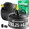 MoovMoov Camera d'Aria 22 pollici - Per Pneumatici 22x1 1/4, 22x1 3/8, 22x1.50, 22x1 1/2, 22x1.75 e 22x1 3/4 con ETRTO da 32-501 a 44-501 - Confezione da 2 - Per Bici