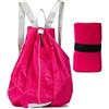 Tufgo Zaino impermeabile leggero pieghevole per viaggi avventure all'aria aperta design compatto spallacci regolabili nylon (rosa)