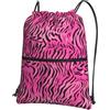 YYHHAOFA Zebra, tigre, leopardo, rosa, stampa con coulisse e cerniera, leggero, impermeabile, borsone da palestra con tasca, per viaggi, sport, yoga