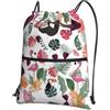 YYHHAOFA Zaino con cerniera con coulisse e stampa della giungla tropicale con bradipo in rosa, borsa da palestra resistente, leggera e resistente all'acqua per viaggi, sport e trasporto quotidiano