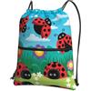YYHHAOFA Zainetto da palestra con stampa di coccinelle con coulisse e cerniera, leggero, impermeabile, con tasca, per viaggi, sport, yoga