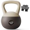 LAVVON Kettlebell morbido - Base imbottita resistente agli urti e antiscivolo, per allenamento a casa, set di kettlebell per allenamento sicuro per uomini e donne, con guanti antiscivolo (nero-bianco, 6,8 kg