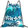 Generic Personalizzato Borsa Sportiva da Palestra Blue Tropical Surfing with Palm Trees Borsa Palestra Scuola Stampa Zaino Scuola per Sport Uomo Festival 36X42Cm