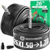MoovMoov Camera d'Aria 26 pollici - Per Pneumatici 26x1.50, 26x1 1/2, 26x1.60, 26x1.625 e 26x1 5/8 con ETRTO da 37-559 a 42-590 - Valvola Presta - Confezione da 2 - Per Bici
