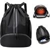 CHmiss Borsa da palestra con coulisse e scomparto per scarpe, zaino sportivo impermeabile, separazione da bagnato e asciutto, grande borsa da nuoto unisex, design traspirante in rete, spallacci