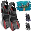 Khroom corte pinne da snorkeling regolabili con sacca appendibile | taglia 36-47 | pinne corte per il nuoto, per adulti, uomini e donne (36-41, Rosso)