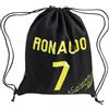 Onperpoe Borsa da calcio Ronaldo con coulisse, regalo per ragazzi, numero 7, zaino nero per Ronaldo, borsa da calcio da uomo per palestra, spiaggia, scuola, vacanze, nuoto, viaggi, kit sportivi da