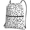 YYHHAOFA Zaino con cerniera e coulisse con stampa a pois bianchi e neri - Borsa da palestra resistente all'acqua per viaggi, sport e trasporto quotidiano