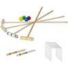Relaxdays Gioco del Croquet, 4 Giocatori, Bambini e Adulti, Set Completo con Mazze da 75 cm e Palline, Legno, Naturale