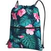 YYHHAOFA Zaino da palestra con stampa floreale rosa Hawaii con coulisse e cerniera, leggero, impermeabile, con tasca, per viaggi, sport, yoga