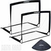 Relaxdays Porta da calcio, set 2pz, HxLxP:90x120x90 cm, pieghevole, con picchetti e borsa, bimbi, nera
