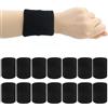 FAREASTSHOP 14pcs Polsini Palestra Uomo e Donna,Polsini Tennis Padel Basket Pallavolo,Polsiere Palestra E Allenamento,Polsiera Assorbente,Polsino Ad Asciugatura Rapida,Nero