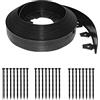 EasyFlex Bordo alto per pareti senza scavare paesaggistiche con punte di ancoraggio, 6,3 cm, bordo alto dritto in plastica da giardino con struttura a venature del legno, kit da 11,2 m, nero