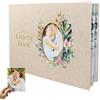 MKNZOME Libro degli Ospiti Matrimonio - Copertina in Lino 7 x 10 Pollici, Guest Book con Foto per Ricevimento di Nozze, Baby Shower, Addio al Nubilato - Libro per Firma Matrimonio con 100 Pagine Ligne