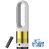Generic Ventilatore a Torre Caldo e Freddo, Ventilatore Purificatore d'Aria da 18 Pollici con 8 Velocità e Timer 1-8H, Flusso d'Aria Rotante a 80° e Schermo LED, Raffrescatore Oscillante Senza P White + Gold