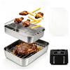 MidingChai Set Accessori Airfryer a 2 pezzi in acciaio 304, compatibile con Ninja AF300EU/AF400EU/AF451EU/AF500EU/AF140/SL300 20 x 15 x 5 cm, Accessori per Friggitrice ad aria con 2 Teglie e 2 Griglie