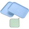 PATIKIL 20x15cm Vassoio Plastica, 2Pz Piatti Rettangolari Piccoli Vassoi da Portata Decorativo Vassoio con Panno Riutilizzabili Alimenti Grano per Dessert Frutta Torte,Blu