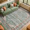 Topfinel Tappeto Vintage 200x300 cm Verde, Tappeto Boho Orientale a Pelo Corto, Lavabile in Lavatrice, Antiscivolo e Morbido, Grande Tappeto per Soggiorno, Camera da Letto, Sala da Pranzo, Ufficio