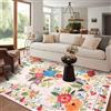 BYBSRLL Tappeto grande per soggiorno, 160 x 230 cm, vintage, motivo floreale, lavabile e antiscivolo, morbido tappeto a pelo corto, per camera da letto, cameretta dei bambini, camera degli ospiti