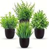 EasyByMall Piante di lavanda artificiali con vaso, 4 pezzi, per decorazione di interni, per bagno, scrivania o ingresso (nero)
