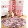 VOFUSHON Tappeto Camera da Letto 100x100 cm Batik Rosa e Viola, Tappeto Salotto Moderno Peloso e Tappeto Rotondo Bambini Lavabile a Mano Antiscivolo, Tappeto Tondo per Cameretta