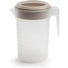Makio M Caraffa rotonda in plastica con coperchio dosatore, senza BPA, 1 e 2 litri, lavabile in lavastoviglie (beige, 2 litri)