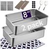 Spindro Confezione da 2 lettiere per gatti in acciaio inox con lati alti - Vaschetta per gatti in metallo, grande lettiera per interni, non assorbe mai gli odori, forniture per toilette per animali domestici