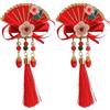 Genérico Accessori per capelli rossi per ragazze,Accessori per capelli cinesi di capodanno,Fiocchi pelosi rossi con nappe Clip per capelli cinese - Clip per capelli cinese, accessori per capelli d